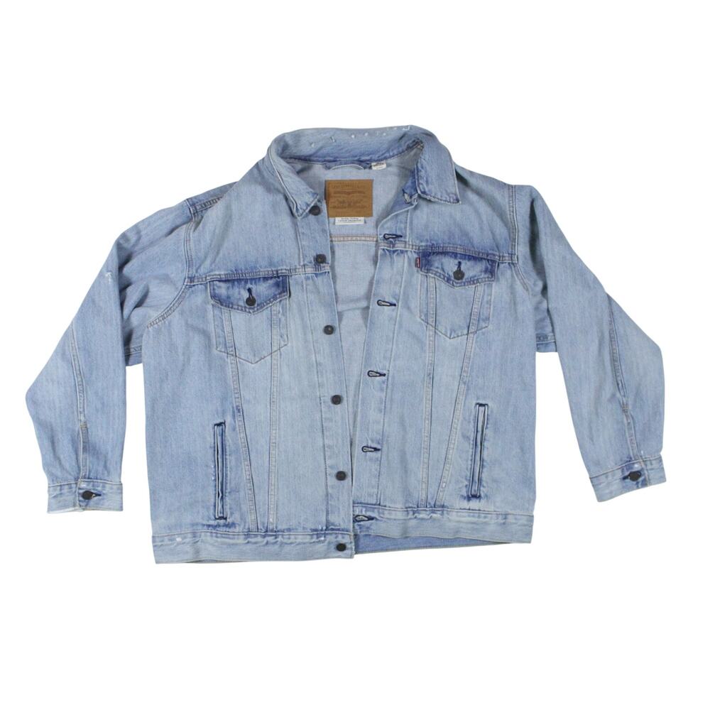 Levi's mens retro denim trucker jacket coat light wash sz XL